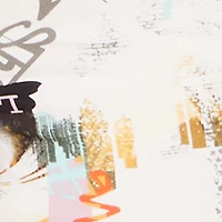 Plus Graphic Print Ruched Sleeve Cropped Jacket