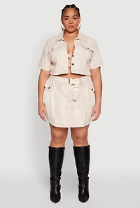 Plus Spoon Jeans Mineral Wash Pintuck Skirt