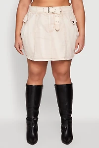 Plus Spoon Jeans Mineral Wash Pintuck Skirt