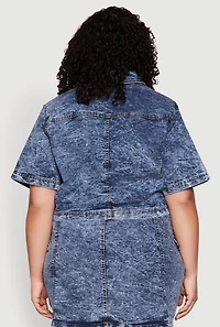 Plus Spoon Jeans Acid Wash Cropped Jacket