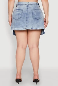 Womens Plus Size Spoon Jeans Oversized Cargo Pocket Skirt, Blue, Size 1X