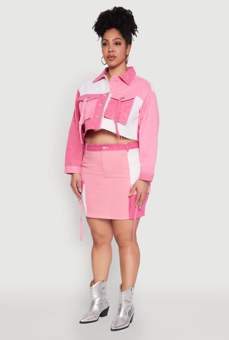 Plus Color Blocked Jean Jacket