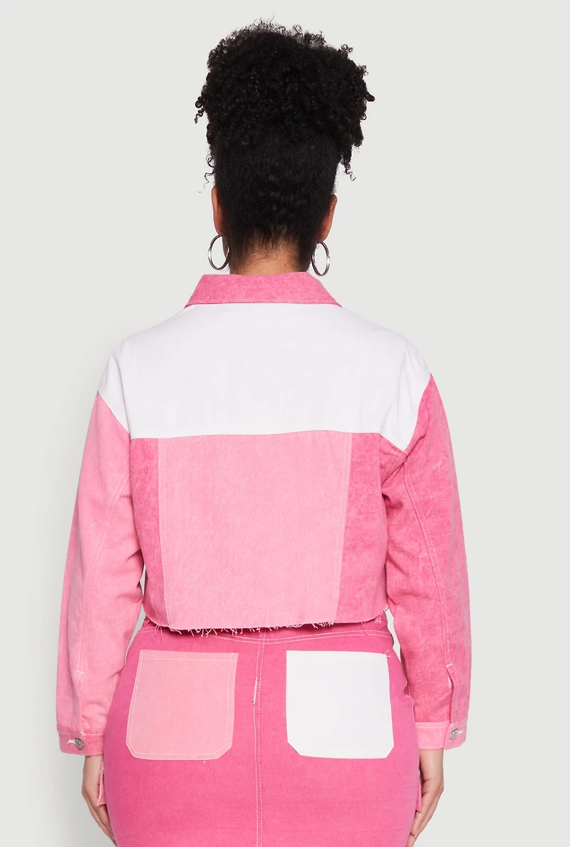 Plus Color Blocked Jean Jacket