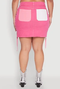 Plus Color Block Denim Skirt