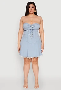 Plus Daisy Denim Lace Up Corset Dress