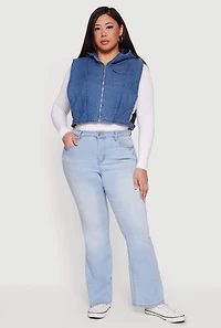 Plus Hooded Zip Front Quilted Vest