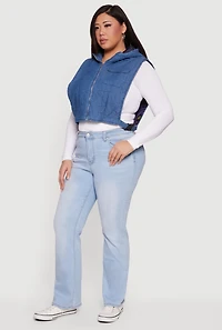 Plus Hooded Zip Front Quilted Vest