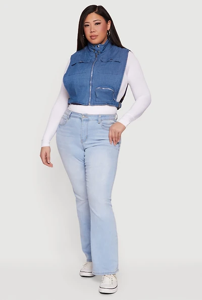 Plus Zip Front Mock Neck Quilted Vest