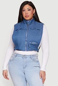 Plus Zip Front Mock Neck Quilted Vest