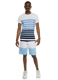 Mens Lattice Striped T Shirt