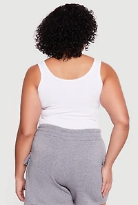 Plus Rib Knit Notch Neck Tank Top