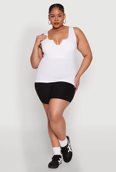 Womens Plus Seamless Notch Neck Tank Top,