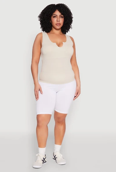 Plus Seamless Notch Neck Tank Top