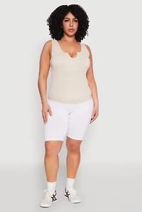 Plus Seamless Notch Neck Tank Top