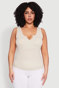 Womens Plus Seamless Notch Neck Tank Top,