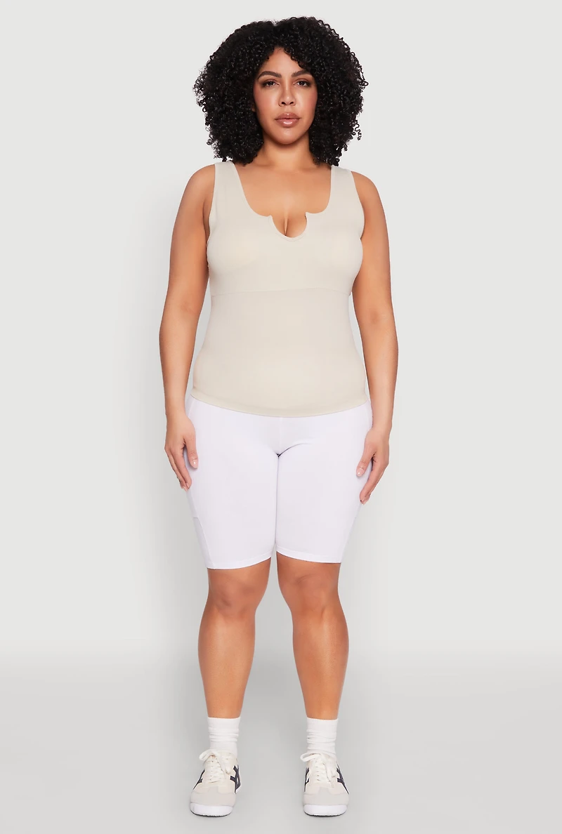 Womens Plus Seamless Notch Neck Tank Top,