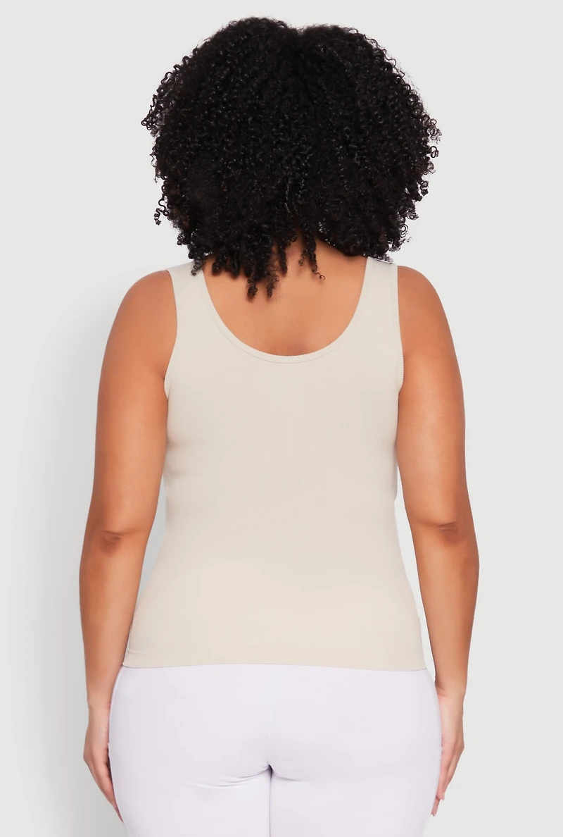 Womens Plus Seamless Notch Neck Tank Top,
