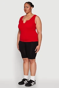 Womens Plus Seamless Notch Neck Tank Top, 1X-2X