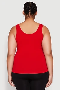 Womens Plus Seamless Notch Neck Tank Top, 1X-2X