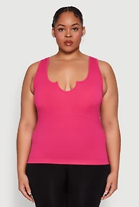Womens Plus Seamless Notch Neck Tank Top, 2X-3X