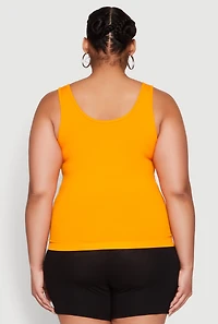Womens Plus Size Seamless Notch Neck Tank Top, Yellow, Size 1X-2X