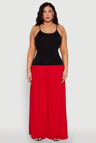 Womens Plus Seamless Metallic Chain Strap Cami,