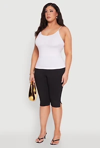 Womens Plus Size Seamless Metallic Chain Strap Cami, White, Size 2X-3X