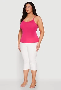 Womens Plus Size Seamless Metallic Chain Strap Cami, Pink, Size 2X-3X