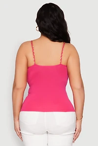 Womens Plus Size Seamless Metallic Chain Strap Cami, Pink, Size 2X-3X