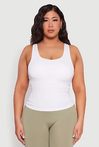 Plus Seamless Scoop Neck Shelf Bra Tank Top