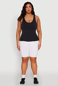 Womens Plus Seamless Mineral Wash Shelf Bra Tank Top, 1X-2X