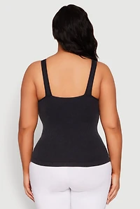 Womens Plus Seamless Mineral Wash Shelf Bra Tank Top, 1X-2X