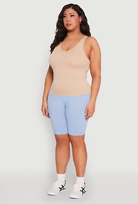 Womens Plus Seamless Mineral Wash Shelf Bra Tank Top,