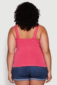 Womens Plus Size Seamless Mineral Wash Shelf Bra Tank Top, Pink, Size 2X-3X