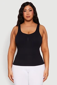Womens Plus Ribbed Knit Seamless Tank Top,