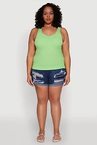 Womens Plus Ribbed Knit Seamless Tank Top,