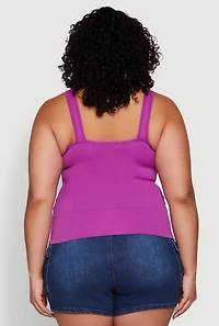 Womens Plus Size Ribbed Knit Seamless Tank Top, Purple, Size 2X-3X