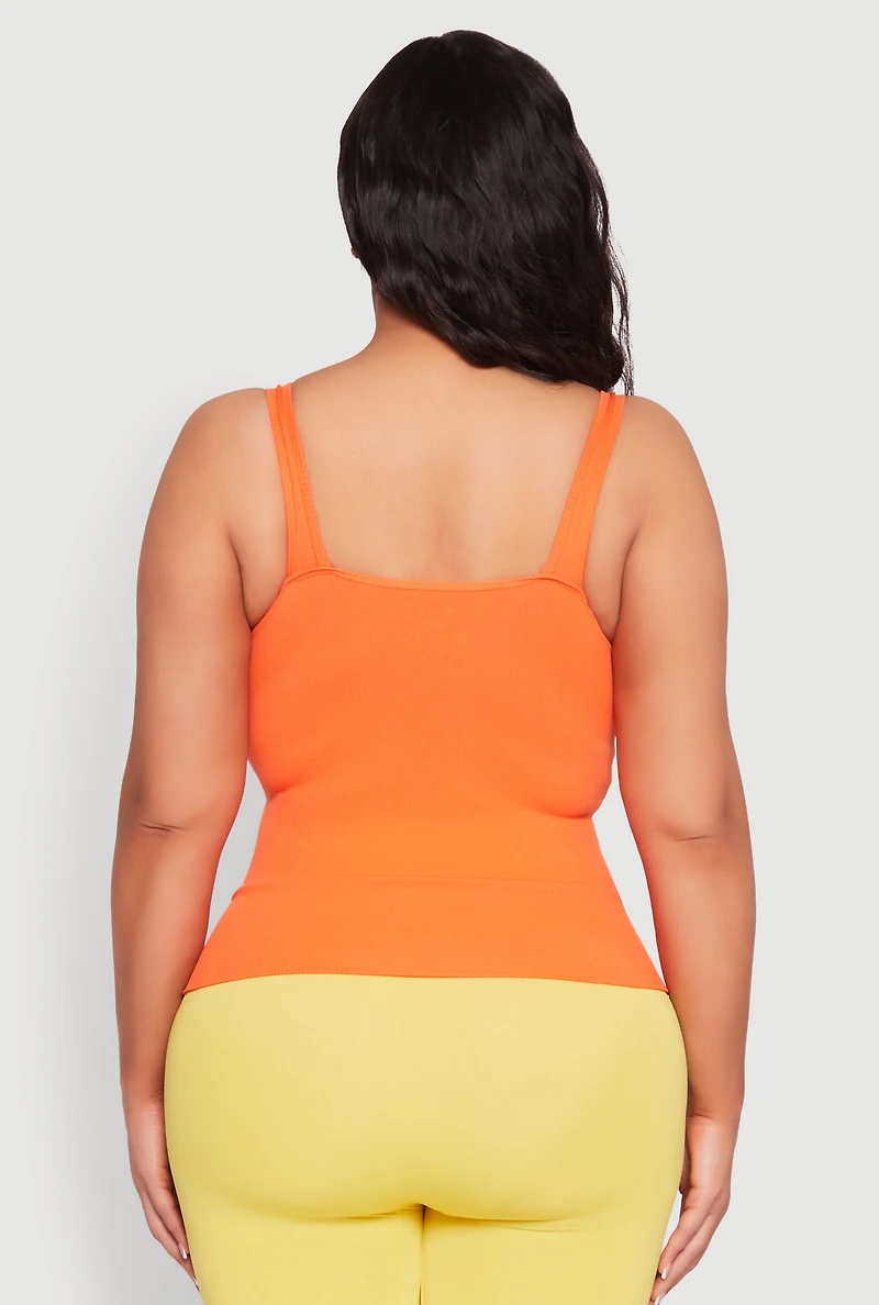 Plus Ribbed Knit Seamless Tank Top