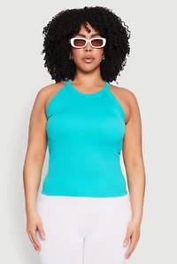Womens Plus Seamless High Neck Tank Top, 1X-2X