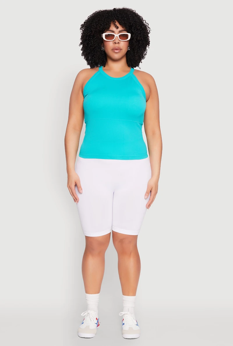 Womens Plus Seamless High Neck Tank Top,