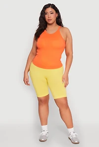 Womens Plus Size Seamless High Neck Tank Top, Orange, Size 2X-3X