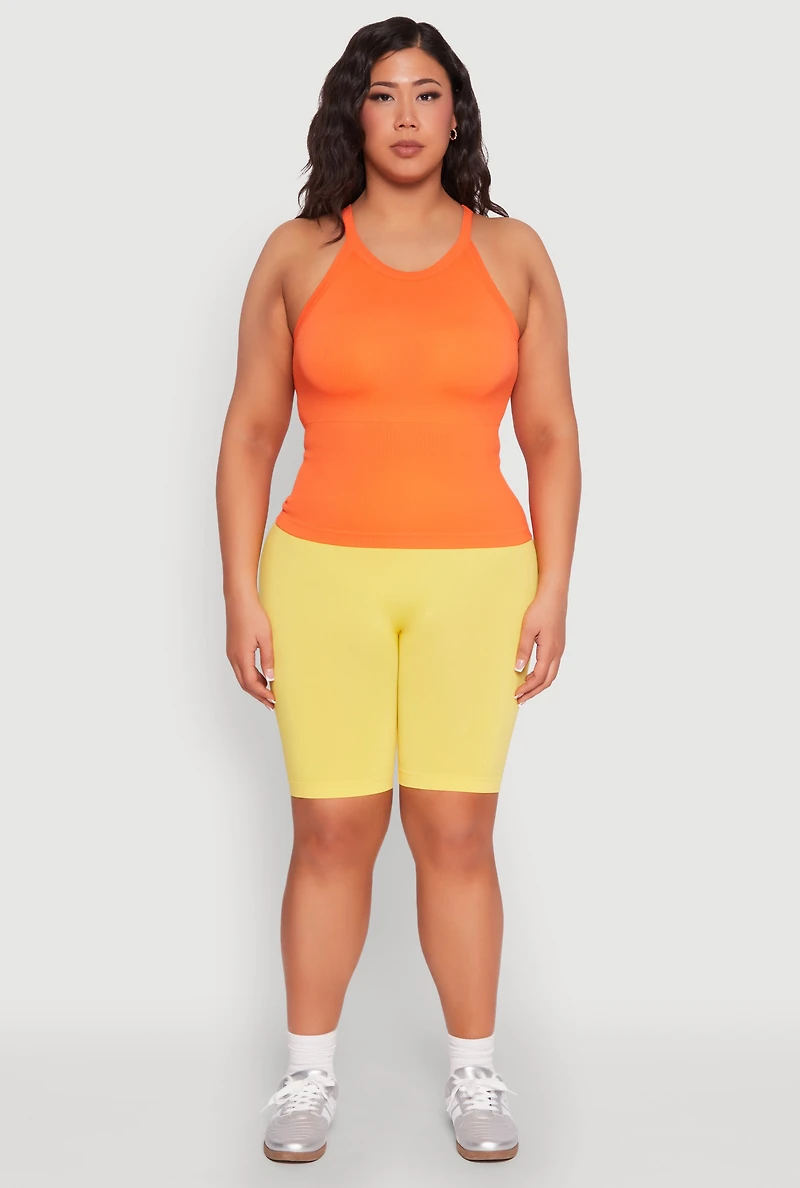 Womens Plus Seamless High Neck Tank Top, 2X-3X
