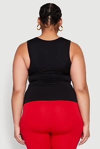 Womens Plus Size Seamless Square Neck Tank Top, Black, Size 2X-3X