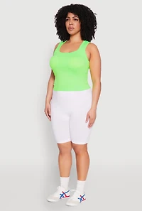 Womens Plus Size Seamless Square Neck Tank Top, Green, Size 2X-3X