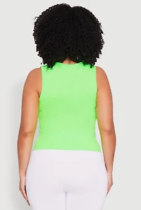 Womens Plus Size Seamless Square Neck Tank Top, Green, Size 2X-3X