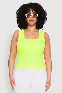 Womens Plus Seamless Square Neck Tank Top, 1X-2X