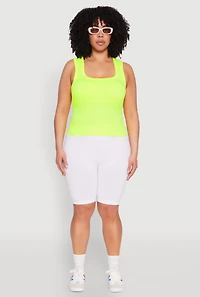 Womens Plus Seamless Square Neck Tank Top, 1X-2X