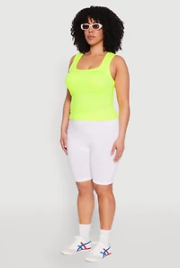 Womens Plus Seamless Square Neck Tank Top, 1X-2X