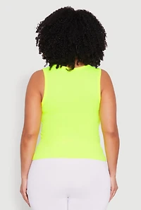 Womens Plus Seamless Square Neck Tank Top, 1X-2X