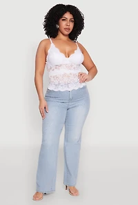 Womens Plus Size Floral Lace Cami, White, Size 2X
